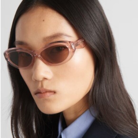 NEW PRADA OVAL SUNGLASSES SPR 26Z 19Q10D PEACH BROWN PR 26ZS EYEWEAR PR26ZS - Picture 4 of 5